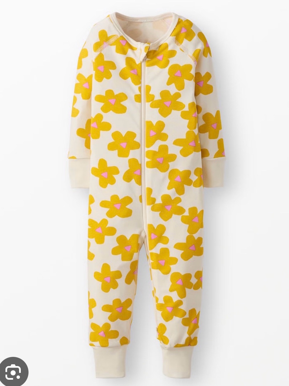 Hanna Andersson HannaSoft Sleeper Footless Onesie Yellow Floral Print 60cm 3T